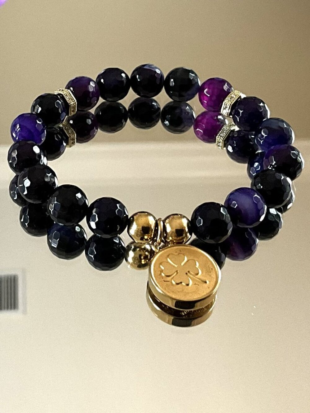 Rustic Cuff Purple Natural Amethyst Agate Stone Stretch Bracelet Ireland